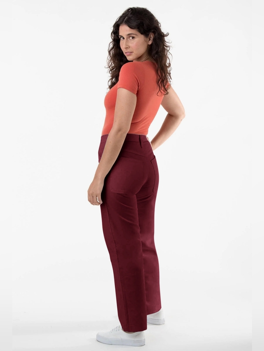 NWOT LA Apparel Twill Work Pants in Burgundy